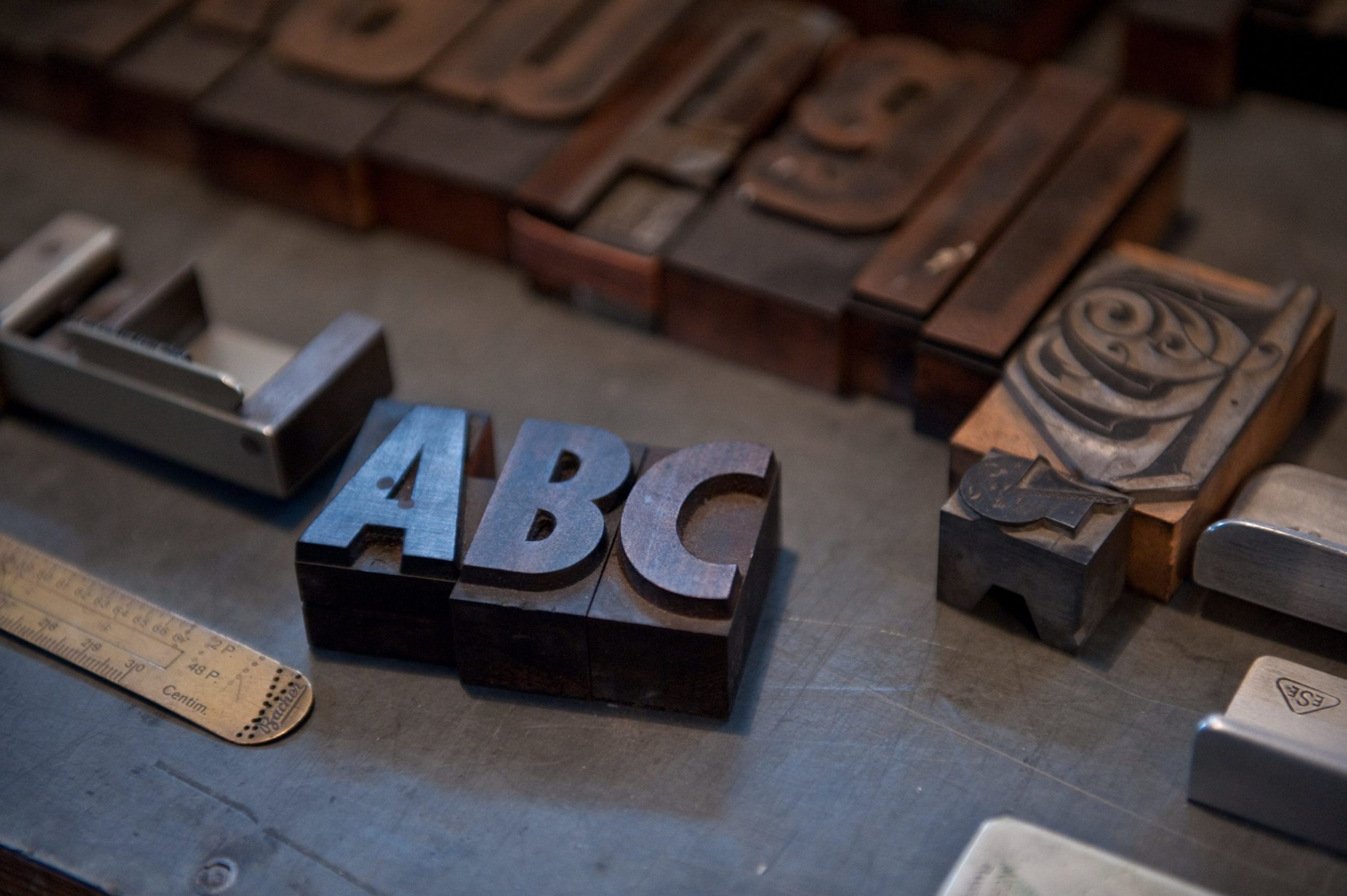 Buchstaben in der Druckerei